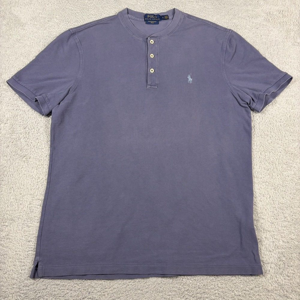 Polo Ralph Lauren Henley Shirt mens M Purple Featherweight Mesh Textured